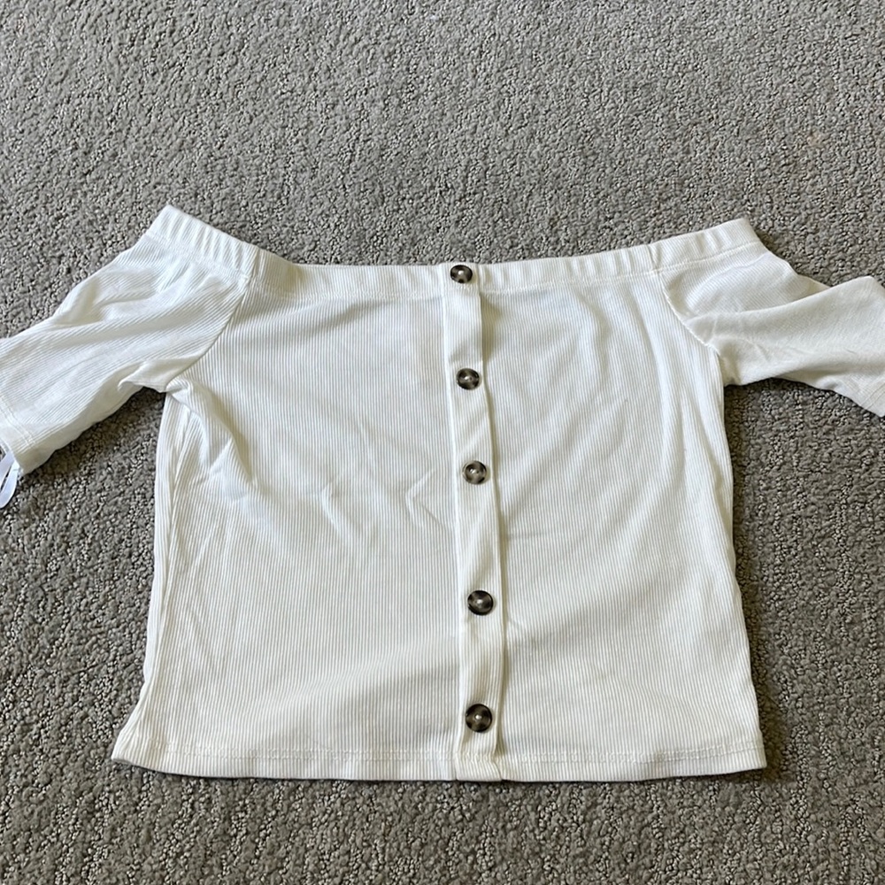White Fake Button Down shirt